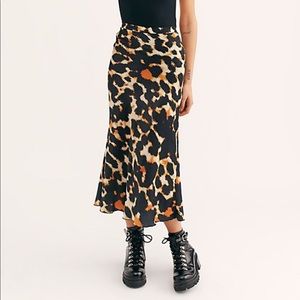 Free people silk cheetah print skirt
